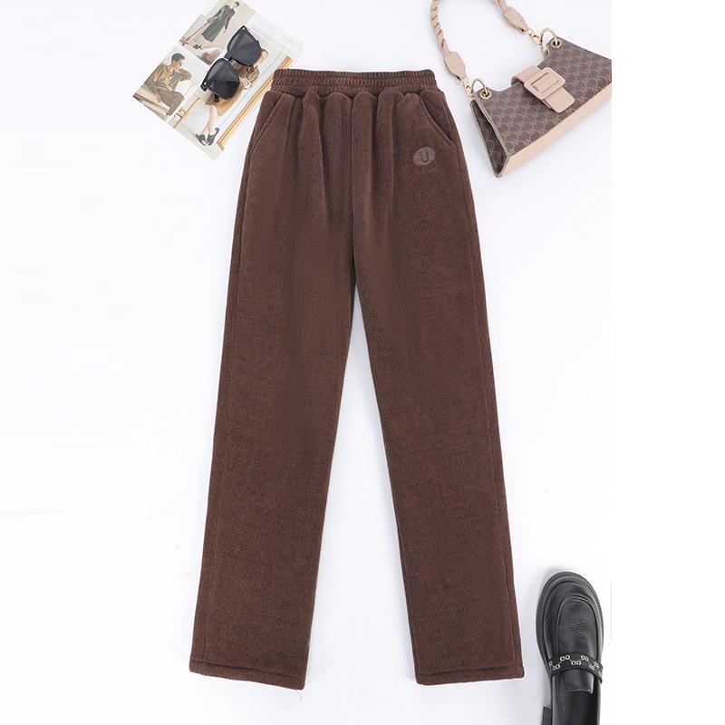 Plus Size Winter Velvet Pants for Middle-Aged Women - Warm, Loose, Casual Fit