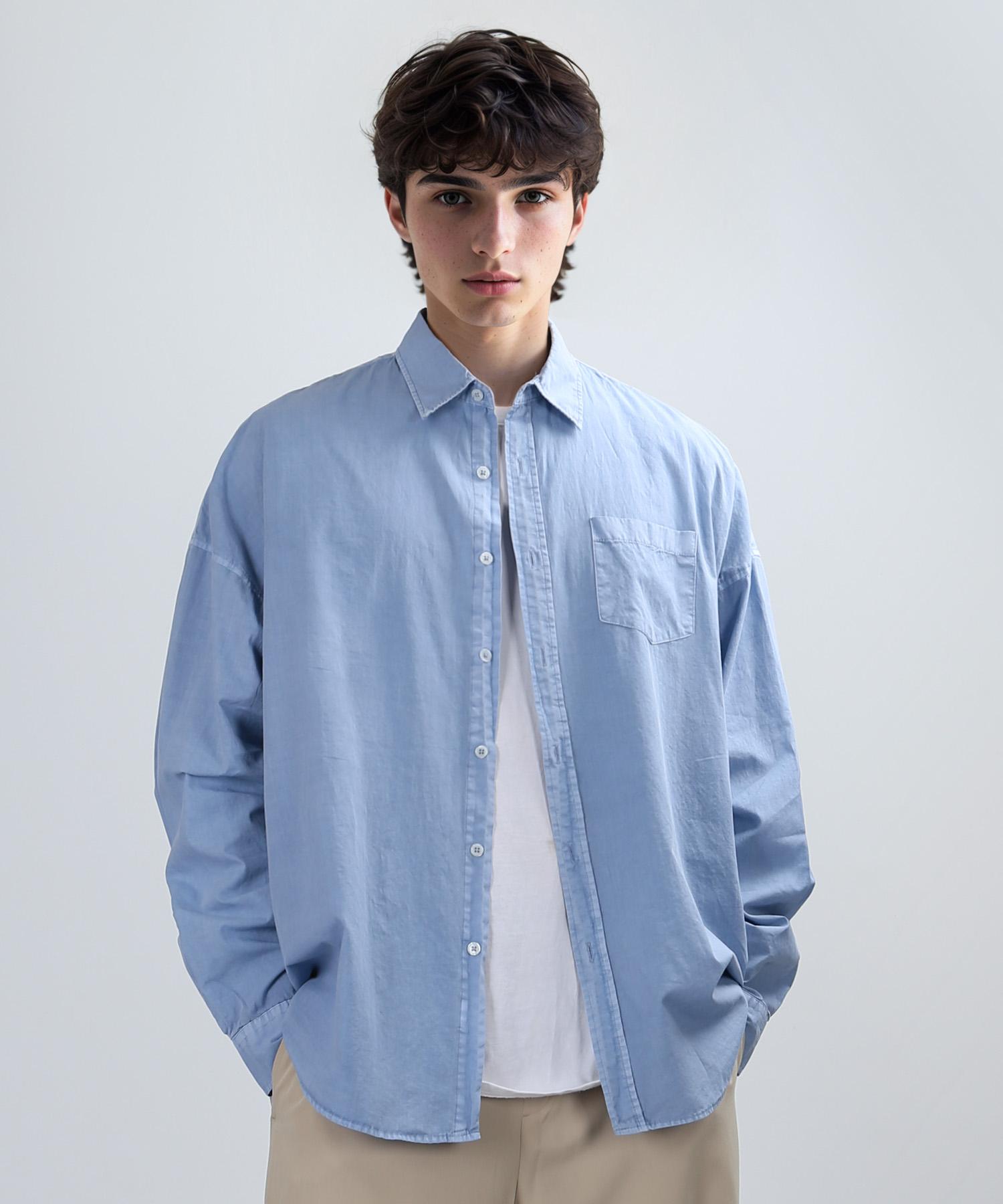 Johnny West Pigment Long Sleeve Shirt (Light Blue) 48