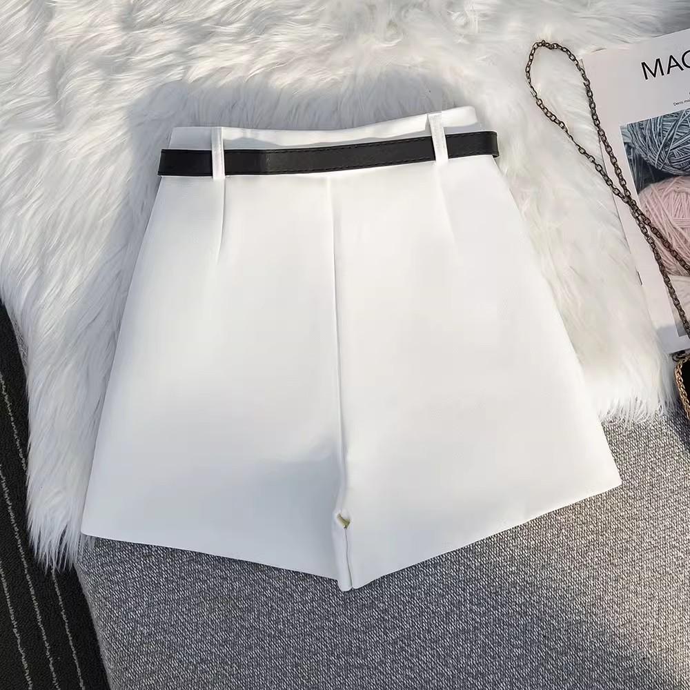 Women's Summer Grey High-Waisted A-Line Shorts 2025 - Loose Wide-Leg Casual Trousers