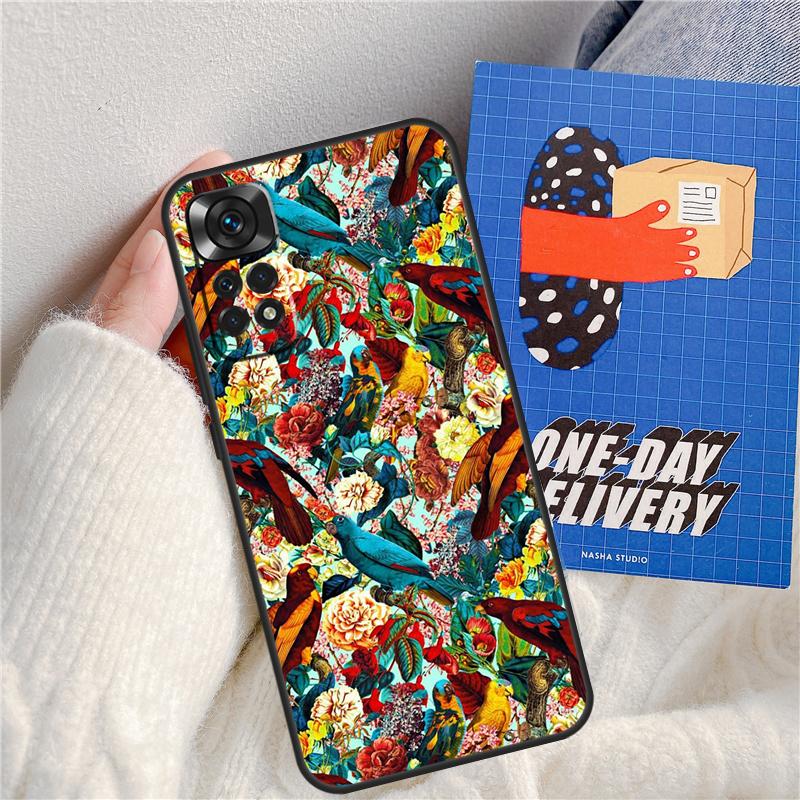 Garden Birds Vintage Tropical FLORAL Funda For Xiaomi Redmi Note 13 Pro 14 9 10 11 12 9S 10S 11S 12S Redmi 13C 10C 12C 14C Case
