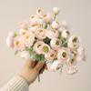 Multicolor Camellia Artificial Flower Flocking Faux Flower  Wedding Ornament