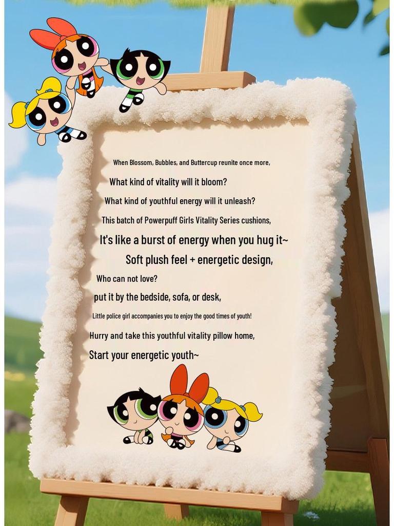 The Powerpuff Girls Vitality Series Cartoon Plush Double-Sided Pillow Cushion