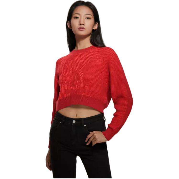 Calvin Klein Lunar New Year Collection Comfortable Delicate Soft Skin-Friendly Knitted Sweater Women Sweater Sunset-Red J222860