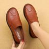 Women's Leather Shoes 2025 Spring New Flat Bottomed Non Slip Casual Shoes Fashionable Shallow Mouth Comfortable Single Shoe