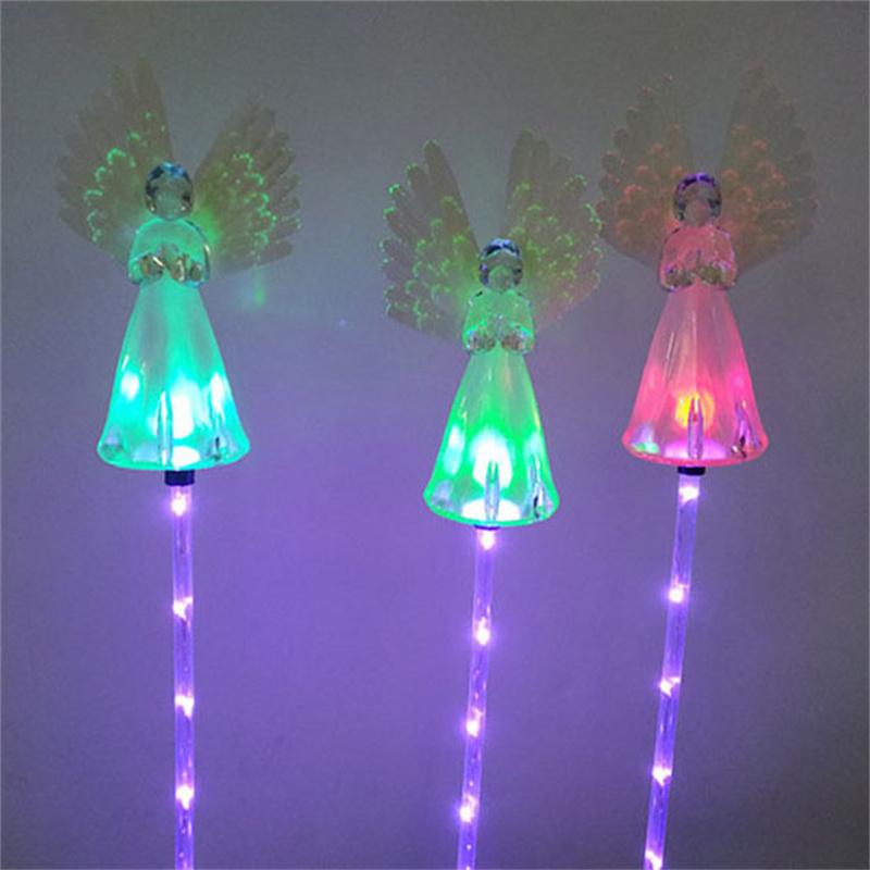 LED-Solar-Bodenlampe, Engelsstil, Solarlicht, Gartenlandschaft, Bodenlampe, Simulation, dekorative Rasenlampe, wasserdicht, bunte Lichter