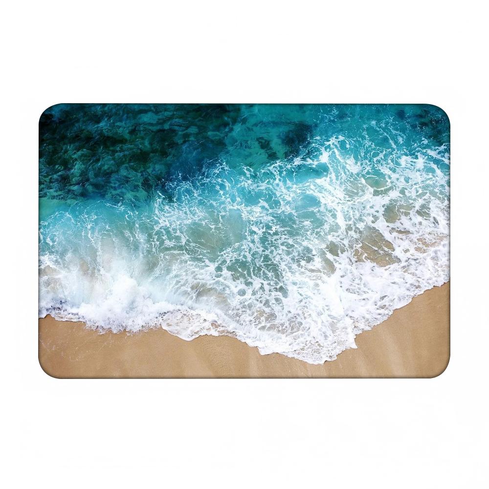 1 Stück Strand W-Wellen Fußmatte Zuhause Badezimmer Saugfähige Matten Rutschfeste Matten Heimdekor Zubehör