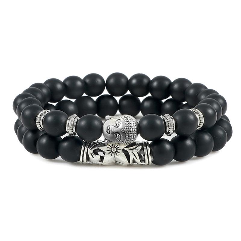 Herren Retro Obsidian Perlenarmband - Trendiges, Nischen-Design für Glück.