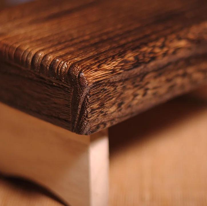 Mini Antique Foldable Wooden Low Stool Rectangle Kids Stool Portable Japanese Style Asian Traditional Furniture Tatami Mat