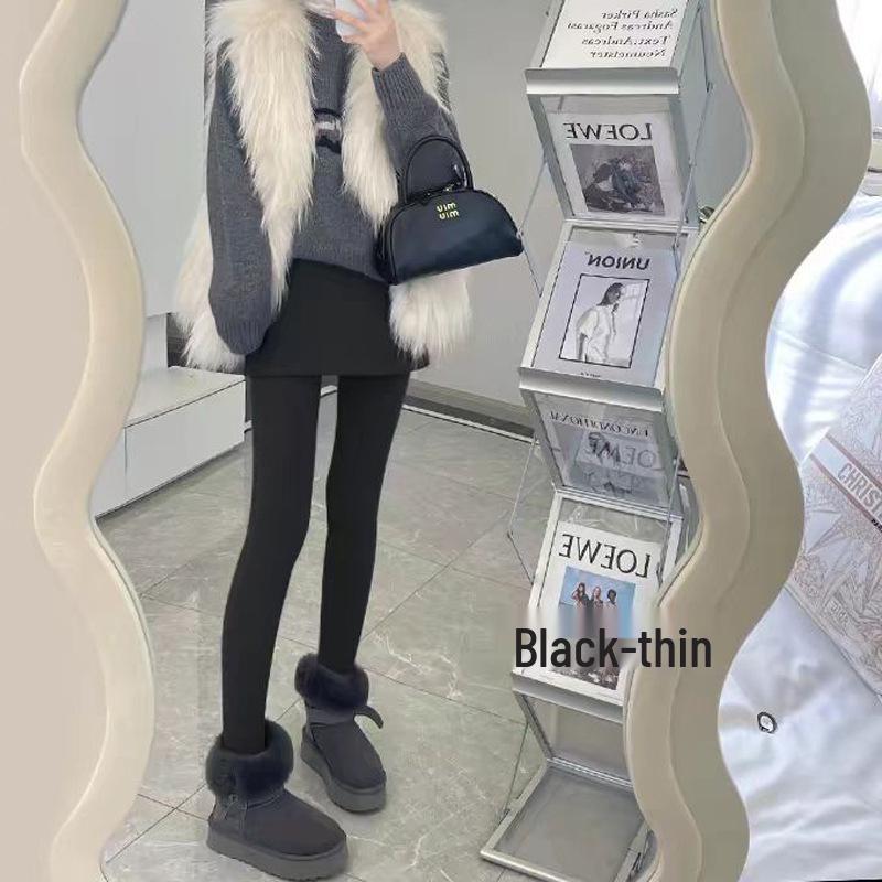 

Women s High Waist Two-Piece Skirt Pants: Hip-Hugging, Tummy Control, Velvet-Lined, Slimming Yoga Leggings XL [125-145 Jin]