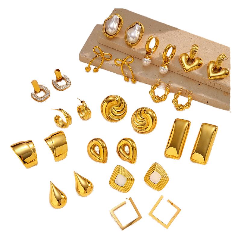 Europe United States Hot New Luxury High-End Stainless Steel Geometric Shape Earrings Multi-Style Fashion Hoop Earings