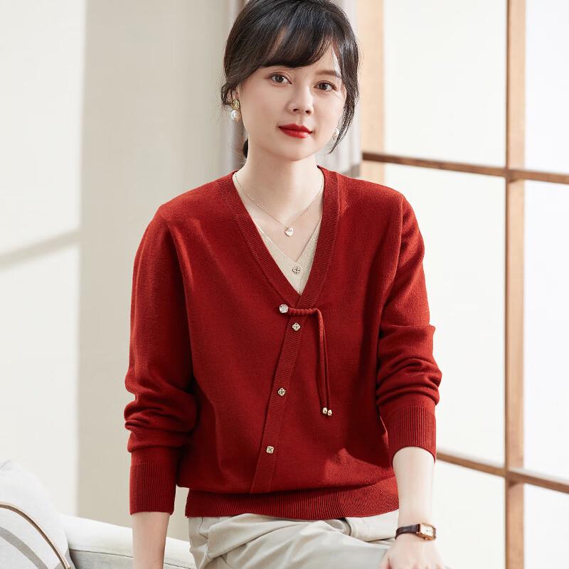 Xihui Women's New Chinese Style Knitted V-Neck Top