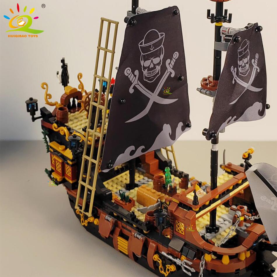 Moc Medieval Pirate Vikinged Ship Ocean Adventure Navigation Boat Building Blocks Education Kid Bricks Toy For Adult