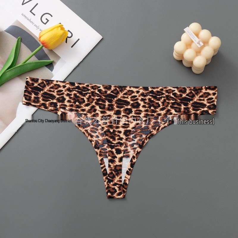 

Женские сексуальные бесшовные стринги из ледяного шелка с леопардовым принтом - Большой размер, Тонкий стиль, Однотонные M