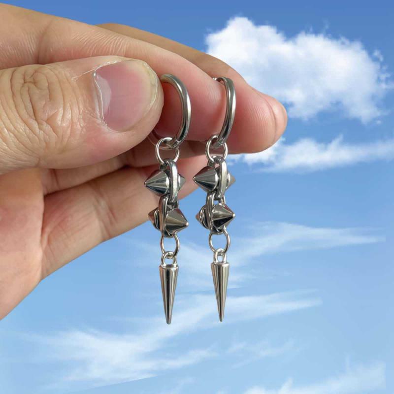 Stainless Steel Rivet Cone Bullet Earrings - Creative Non-Mainstream Design