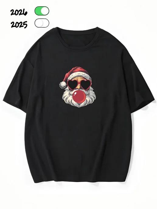 Oversized T-shirt with New Year s Print S
