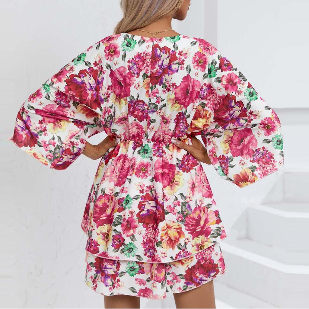 Women's Dresses Casual Printed Seven Sleeve Dresses