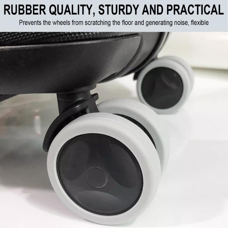 8Pcs Quiet Wheel Covers for Luggage Solid Color Rubber Suitcase Wheel Protectors Reduce Noise Easy Install for Travel