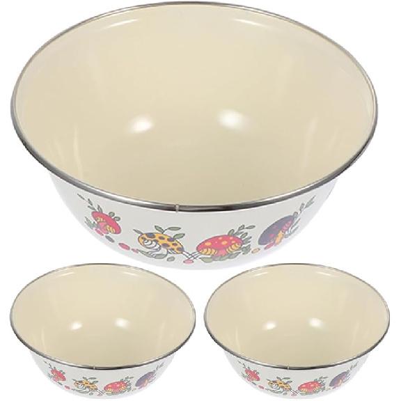 

Kichvoe 3 шт. Эмалированные миски для смешивания Винтажная эмалированная посуда Эмалированный суповой таз Салатник Фруктовая корзина Тарелка для пасты Контейнеры для закусок-7,8 дюйма 20X20X8CM