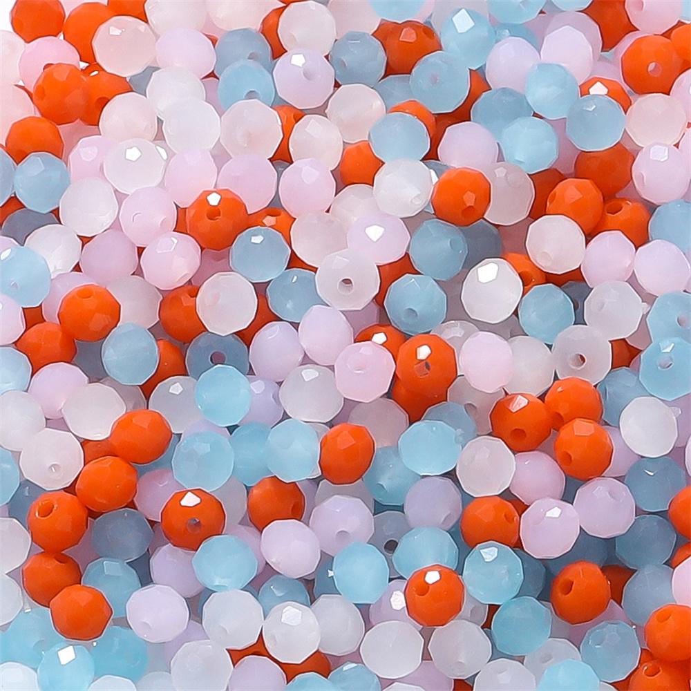 1000pcs 3*4mm Mix Color Rondelle Faceted Glass Beads Loose Spacer Crystal Round Beads for Jewelry Making DIY Necklace Bracelet