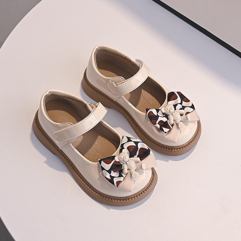 Girls Leather Shoes Children Casual Shoes for Party Wedding British Style Kids Flats 2024 Autumn New Princess Bow-knot Soft Cute