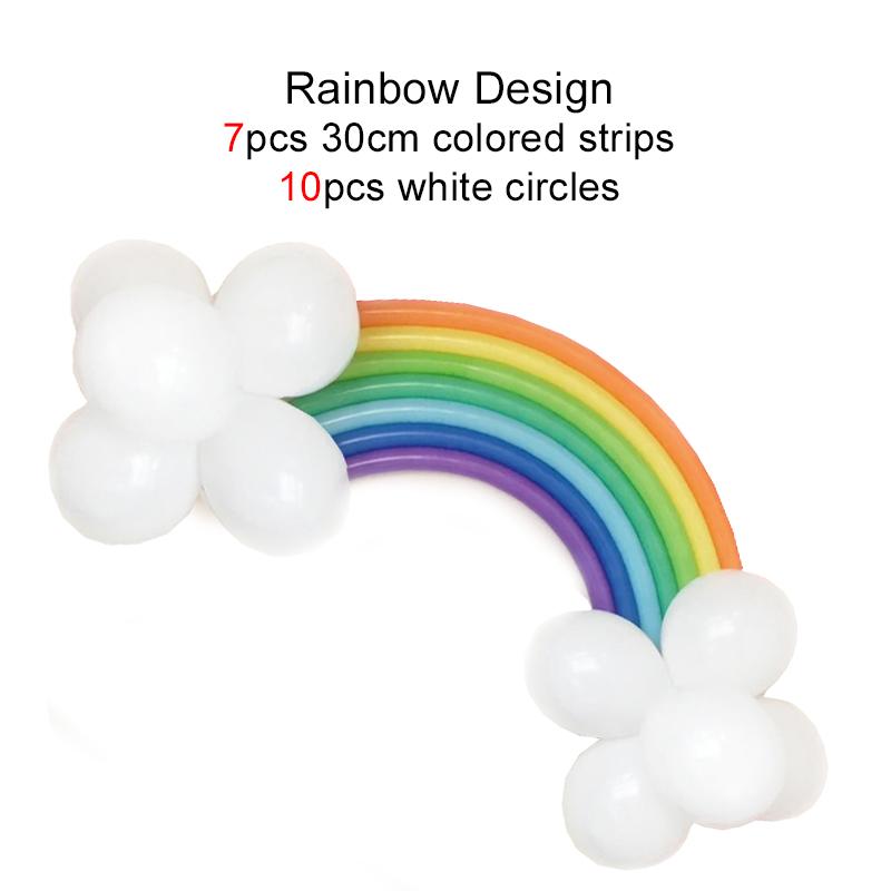 Elastic Latex Balloon Long Strip Heart-shaped Rainbow Design Bright Color Home Decoration Wedding Ornaments Inflator TMZ