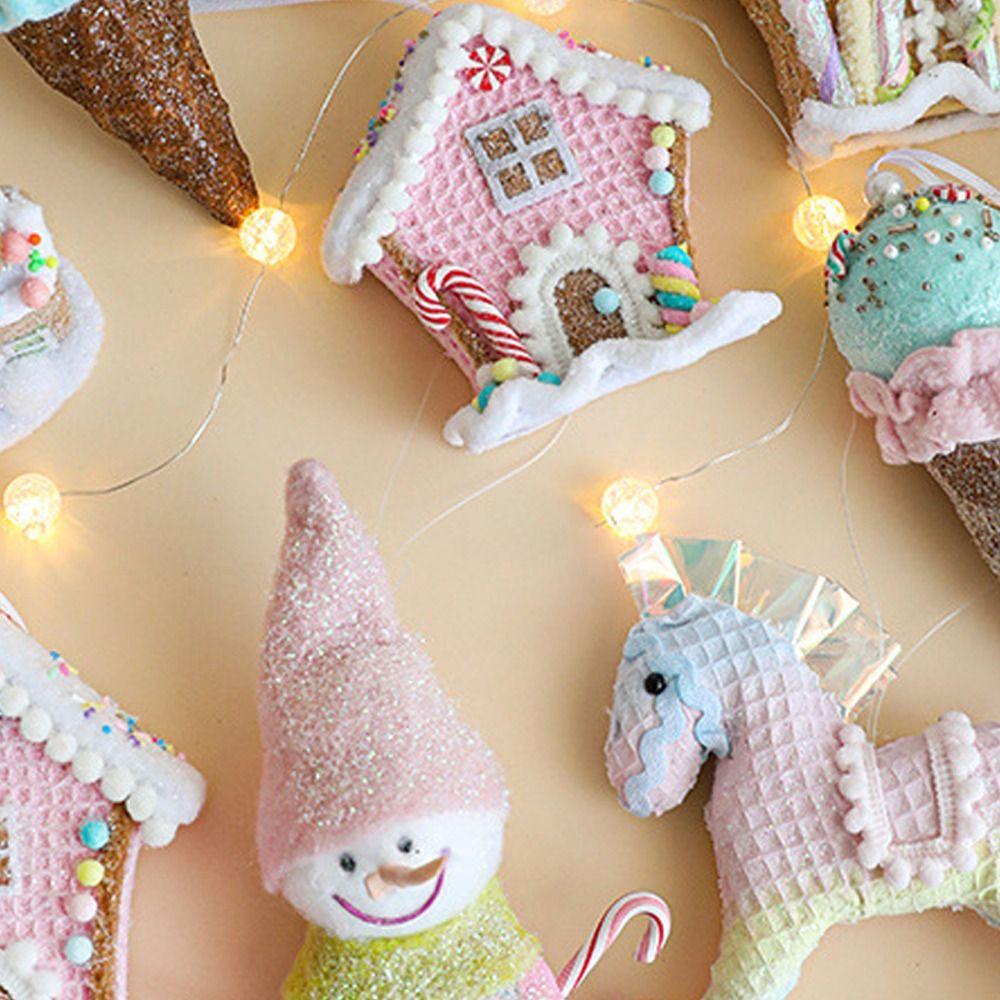 Cute Christmas Ice Cream Pendant Pink DIY Snowman Pony Ornaments Elegant Foam Christmas Tree Hanging Decoration