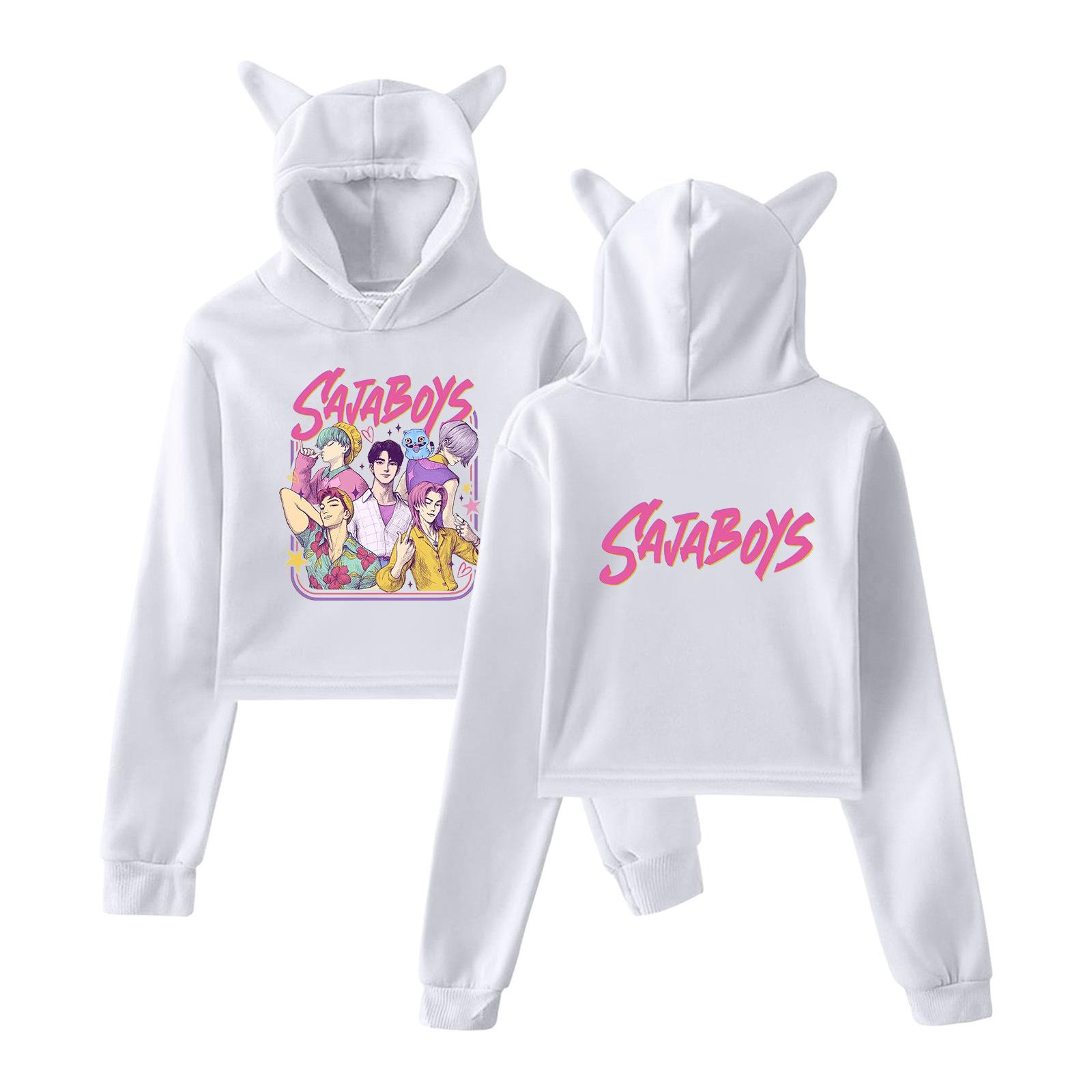 

Anime Kpop Demon Hunter Printed Crop Tops Women Sweatshirt Long Sleeve Girls Fashion Sweatshirts Gift XS білий