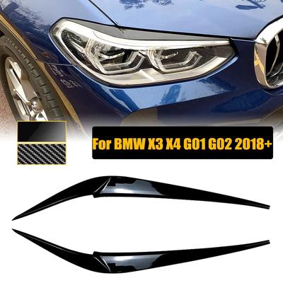 Front Headlight Eyebrows for BMW X4 X3 G01 G02 2018 Eyelids Lids Cover Sticker Trim Body Kit Car Accessories