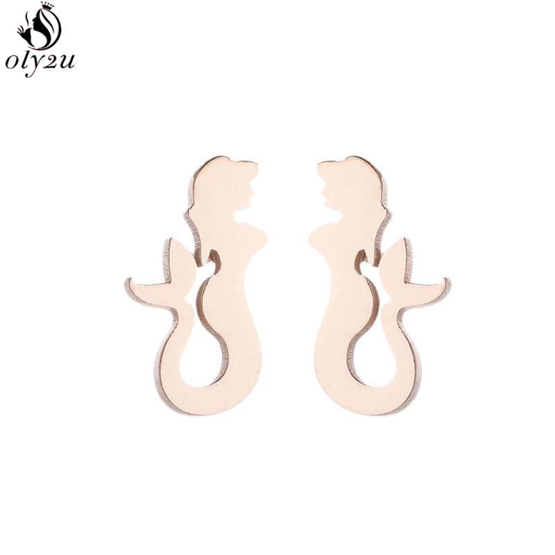 Funny Stainless Steel Gingerbread Man Earring Cartoon Ghost Ear Jewelry Girls Delicate Mermaid Fairy Earrings Gifts Accessories