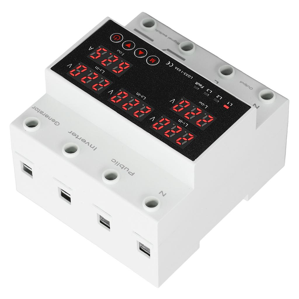 3 Phase 4 Wire Automatic Transfer   63A Changeover   Voltage Protector with LED Display Generator and Inverter