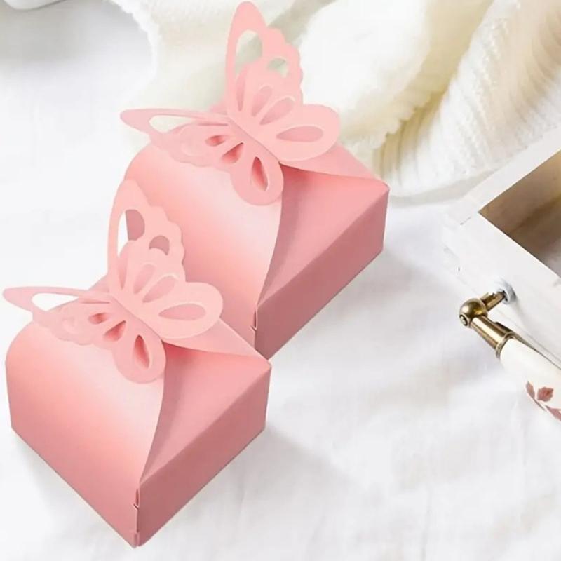 100pcs Butterfly Parties and Weddings Favors Boxes Butterfly Confectionery Boxes for Birthday Party and Wedding