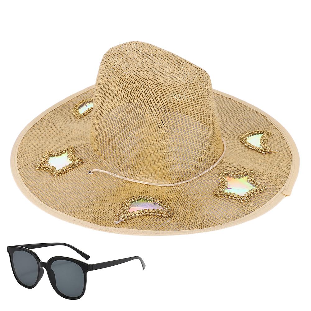 Straw Beach Sun Hat with Adjustable Chin Strap Wide Brim Sun Beach Hat for Travel Family Accessories