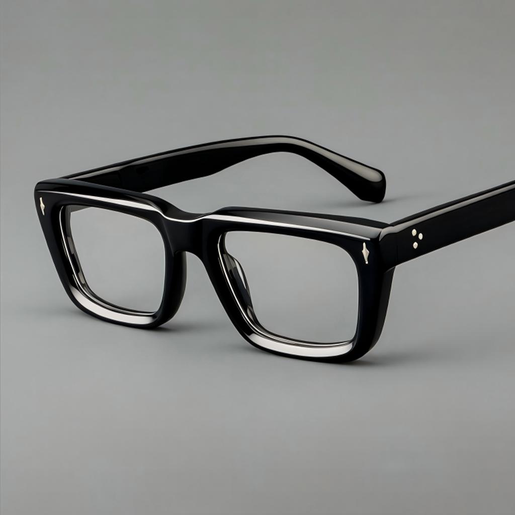 New Plate Glasses Frame Retro Square Men's Frame Luxury Brand Design Fashion Clunky Thick Wide Square Acetate Glasses Frame Men