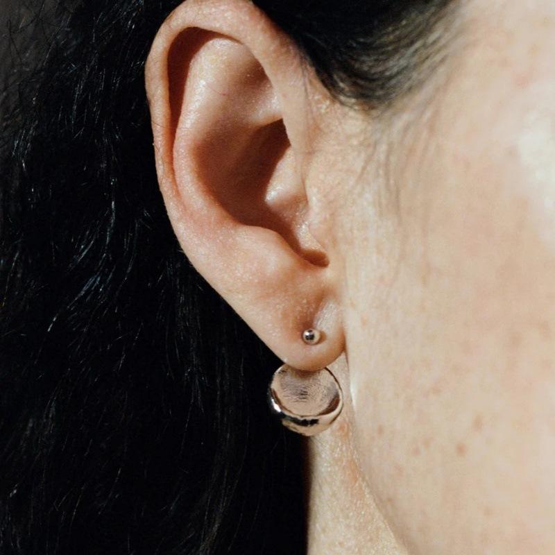 Simple High-End Metal Copper Plated 18K Real Gold, Unique Individual Stud Earrings, Niche Design, Versatile Earrings