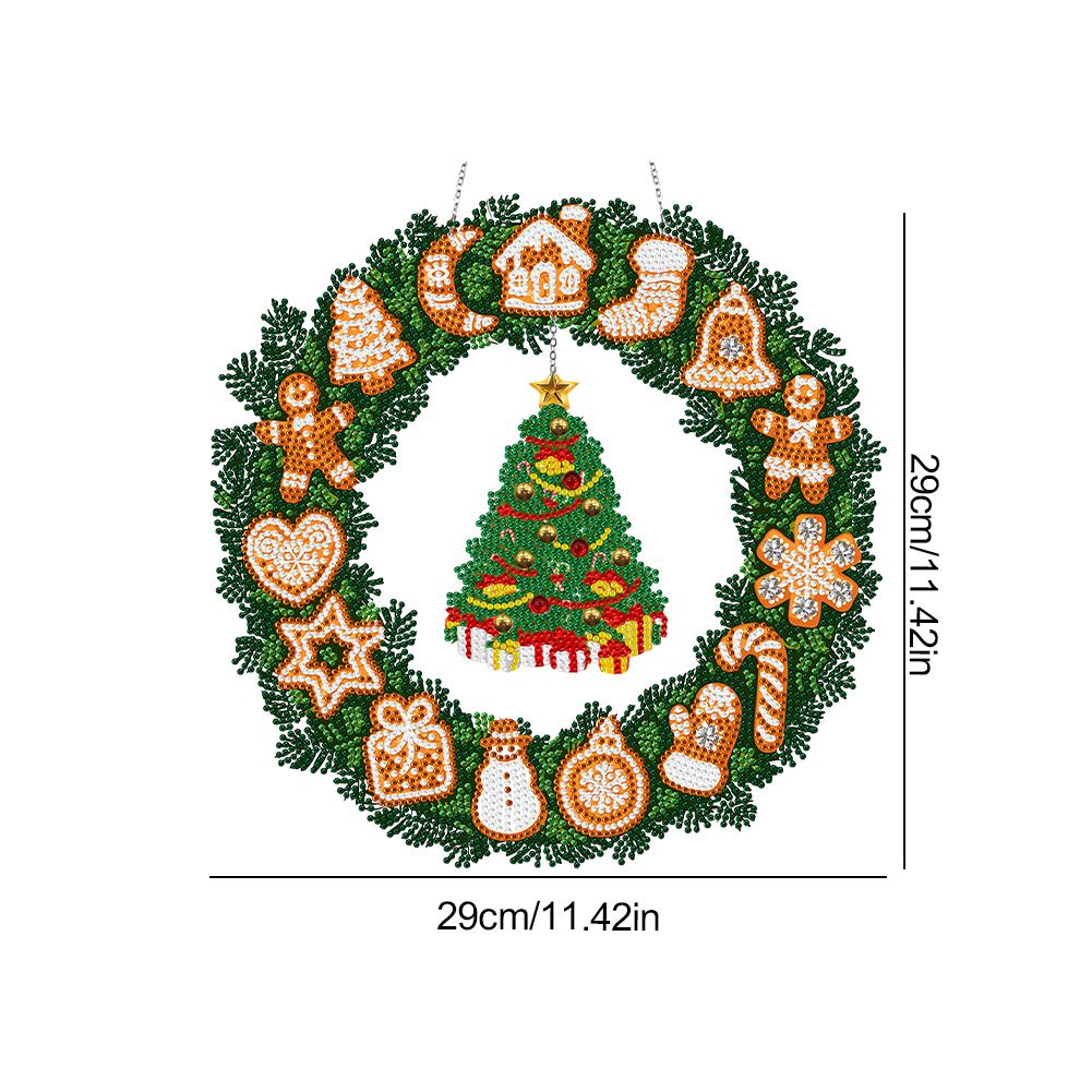 Christmas Special Shaped Diamond Painting Hanging Wreath Xmas Tree Crystal Painting Wreath Xmas Bell with LED Light Xmas Snowman