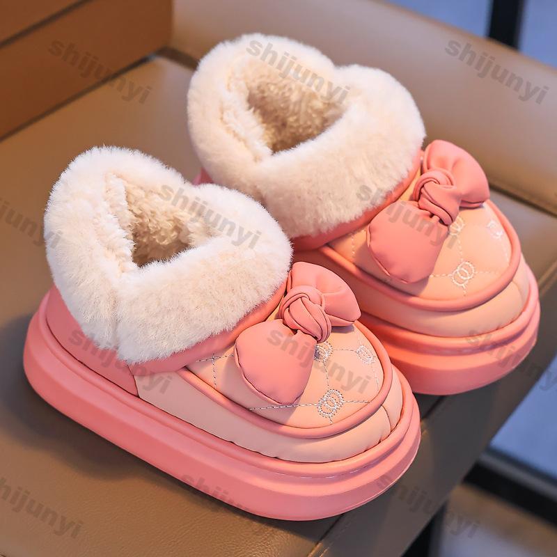Children's Shoes Girls Warm Plush Snow Boots 2024 Autumn Winter Indoor Anti Slip Platform Comfort Cute Cartoon Baby Cotton Boots