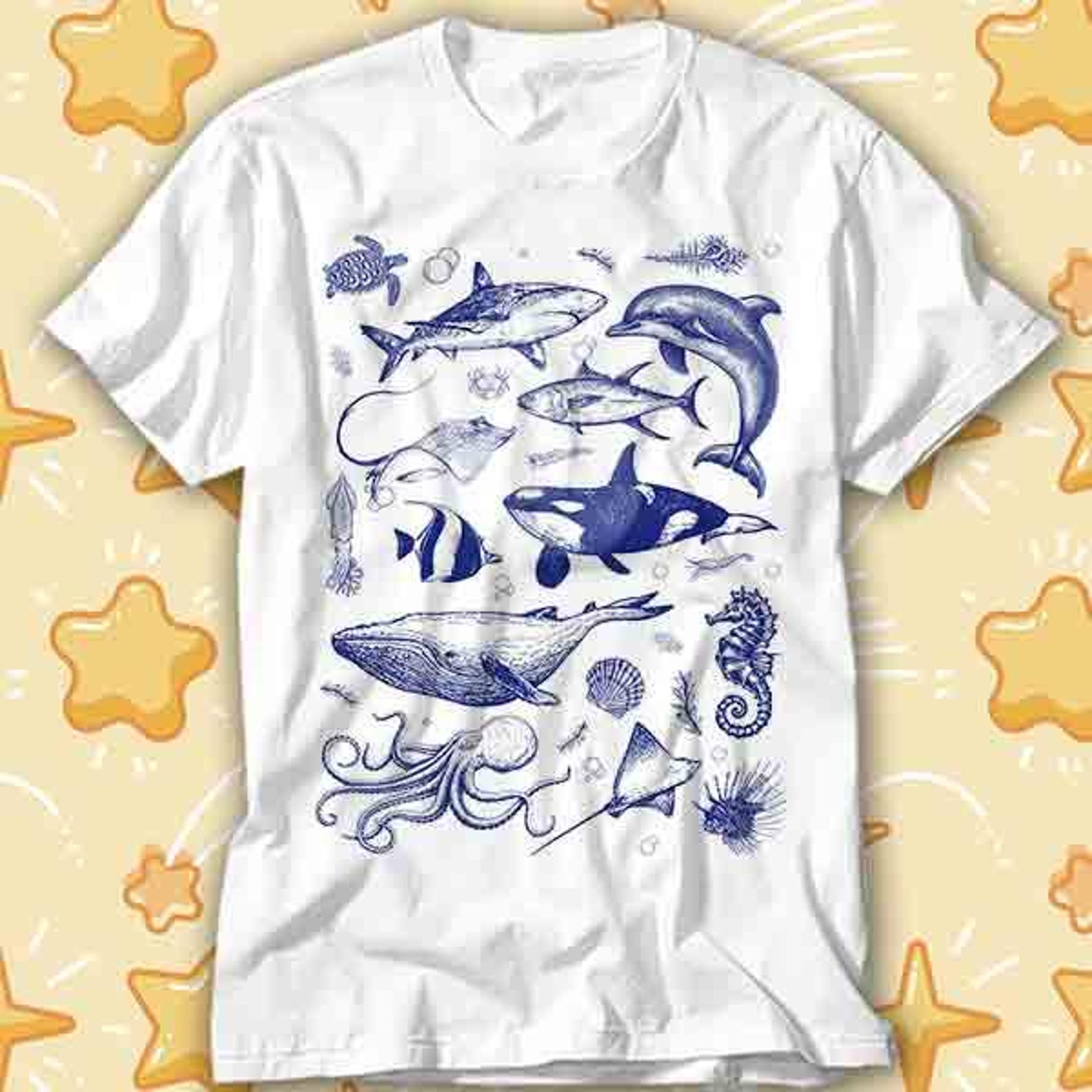 Ocean Nature Sea Animal Whale Orca Turtle Dolphin T-Shirt 424 S