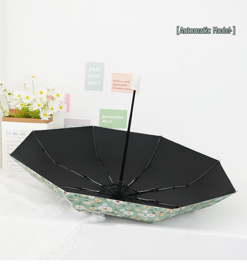 Fully Automatic Artistic Floral Umbrella, Women's Anti-UV Sun Protection, Folding Design