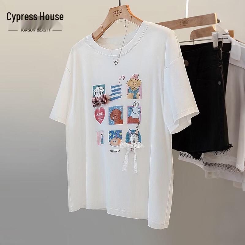 Sibaisha Women s Cartoon Graphic Round Neck Short Sleeve T-Shirt