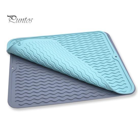 Dish Drying Mat Thick Non Slip Silicone Heat Resistant Drain Pad for Kitchen Counter