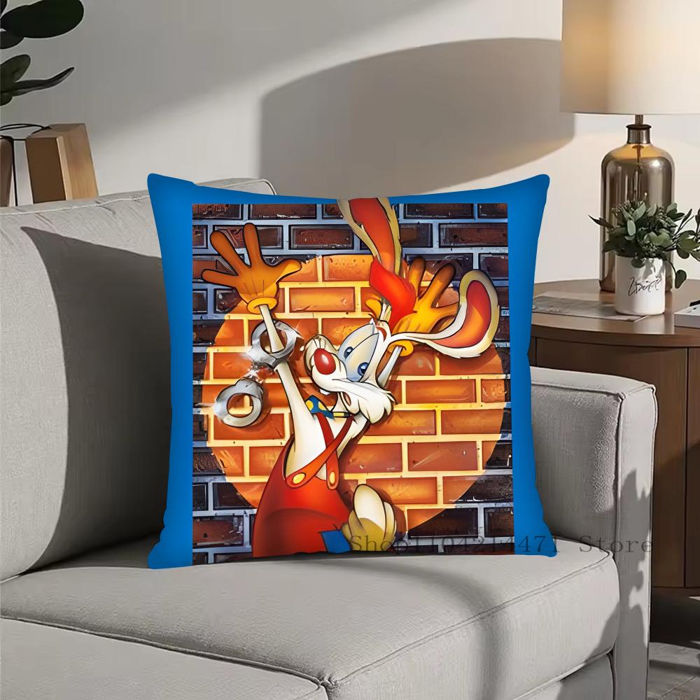 Cartoon Animation R-Roger R-Rabbit Pillow Case Square Bedroom Sofa Leisure Comfort Cushion Car Living Room Home Decoration