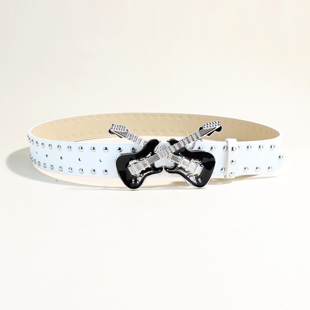 Jeans Belt Women'S Decorative Casual Belt Guitar Buckle Rock Punk Simple Belt
