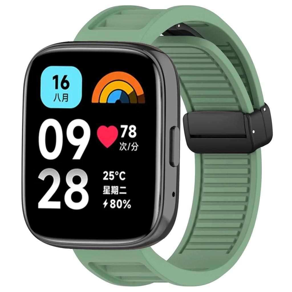22mm Silicone Magnetic Buckle Band for Redmi Watch 3 Active/Lite Smartwatch Replacement Band for Xiaomi Redmi Watch 3 Lite Strap