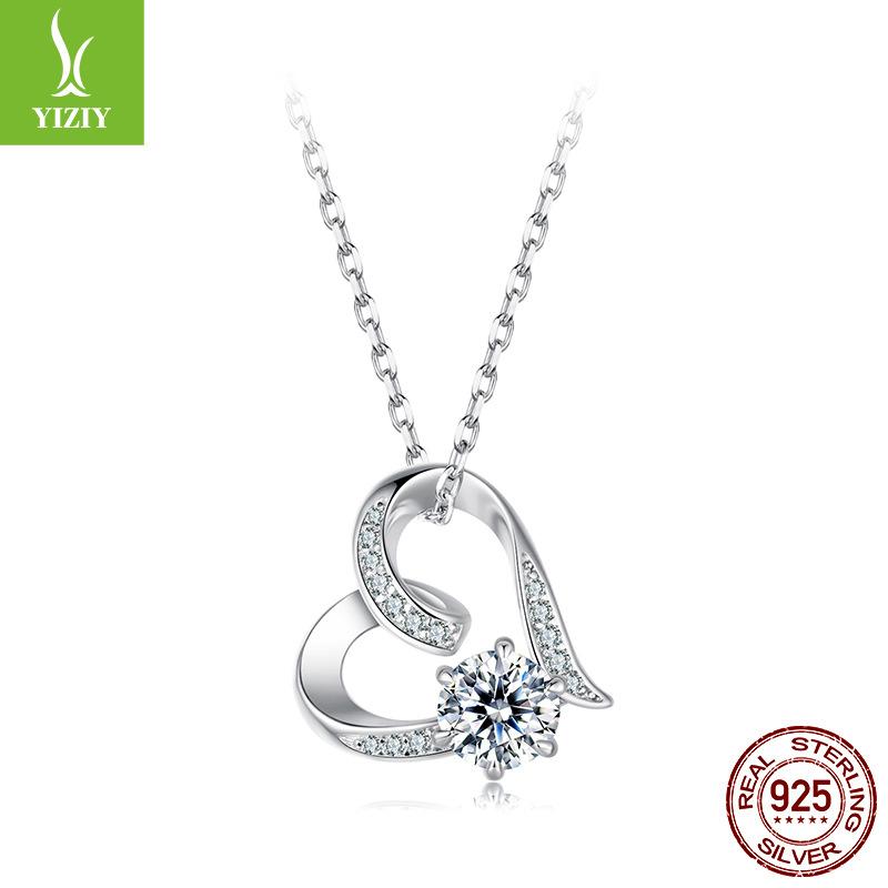 Ins Moissanite Non-Fading 925 Sterling Silver Ring Super Flash Heart-Shaped Mozzarella Jewelry Set