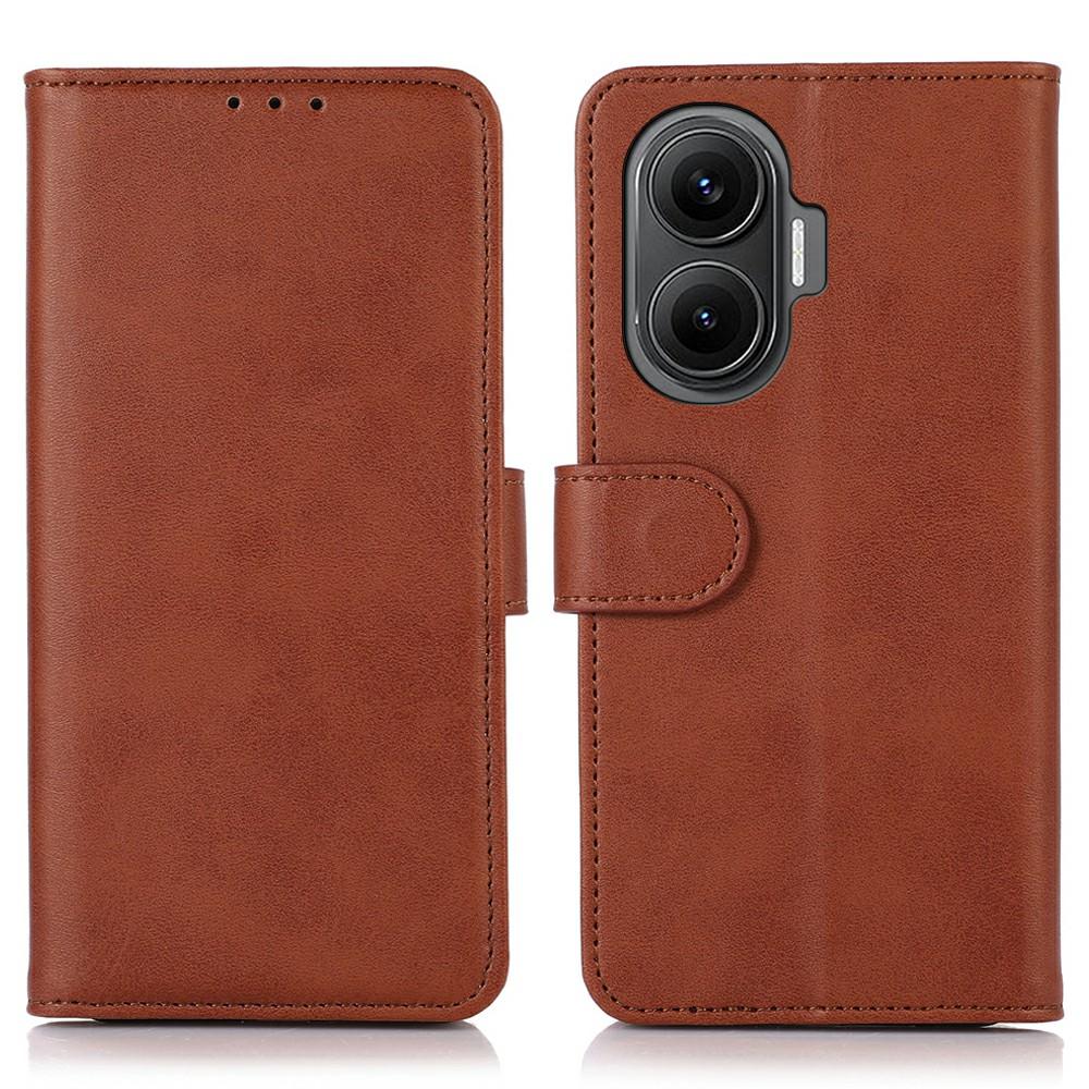 

For Xiaomi Redmi Turbo 4 Pro 5G/Poco F7 5G Case Cowhide Texture Leather Wallet Phone Cover with Stand Brown