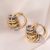 Two Tone Gold Silver Stainless Steel Hoop Earrings Interlocked Multi Layer Huggie Earring Minimalist Jewelry For Women