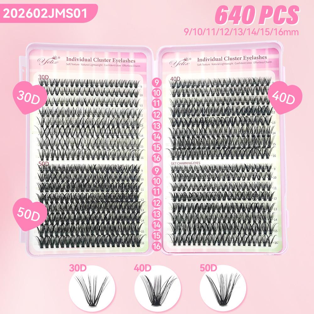 European Eyelash Book Set - 40D/60D/80D Segment Clusters, DIY Dense Curl, 32 Rows, Large Capacity