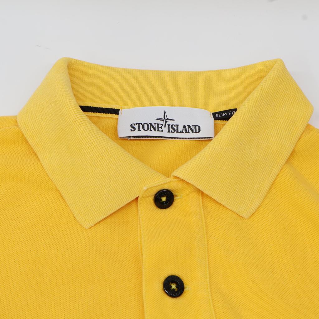 STONE ISLAND 661522S67 Yellow Square Embroidered Polo Shirt Tops M yellowUsed