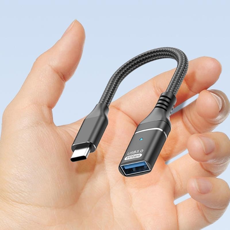Fast Speed USB Type C OTG Adapter With Nylon Braided Cord Supports 10Gbps Transmission 5V3A Fast Charging