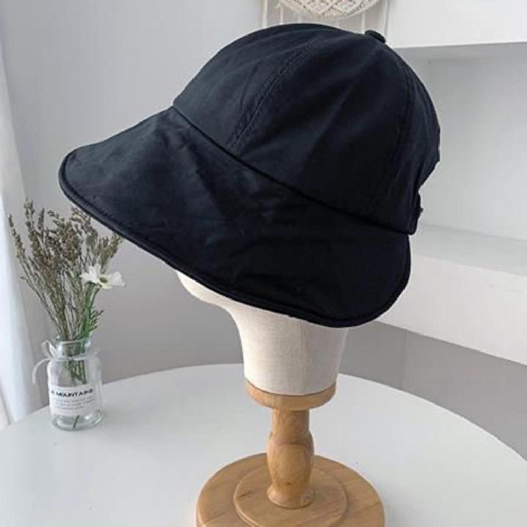 Foldable Summer Wide Brim Sunhat Women Adjustable Sun Caps Outdoor Beach Bucket Hat UV Protection Visors Fisherman Ponytail Caps
